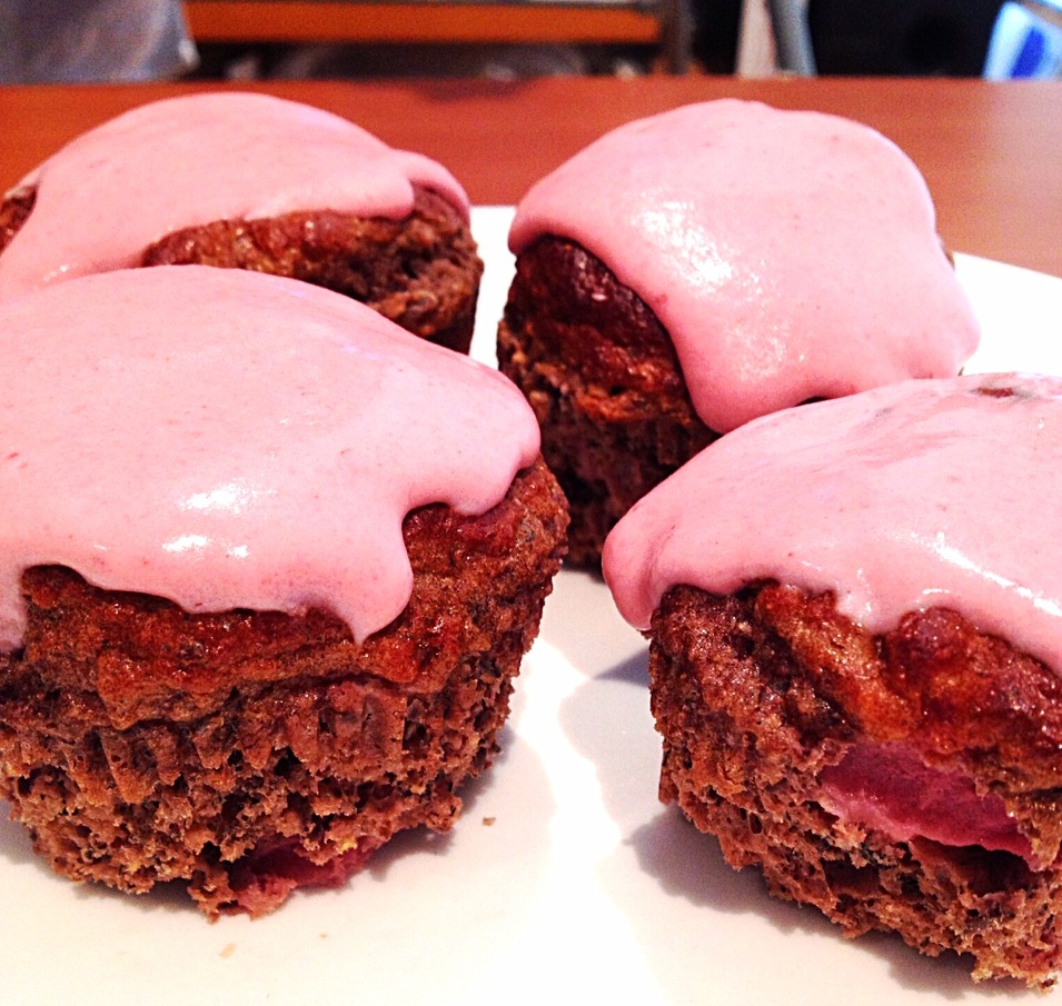 Choc Strawberry Muffins: Gluten, Sugar, Butter Free