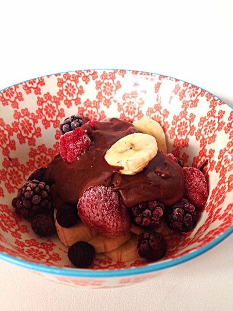 Sugar Free Chocolate Mousse with Mixed Berries and Banana