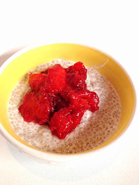 Vanilla Chia Pudding with Strawberry Compote